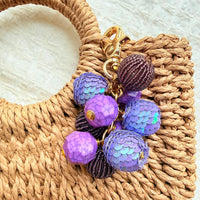 Lenora Dame Sequined Bauble Bag Charm - Purple