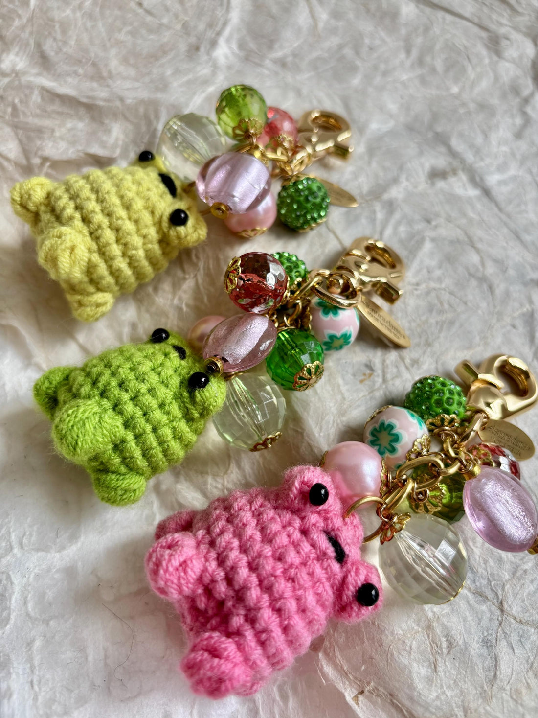 Lenora Dame Crochet Frog Bag Charm-3 Color Options