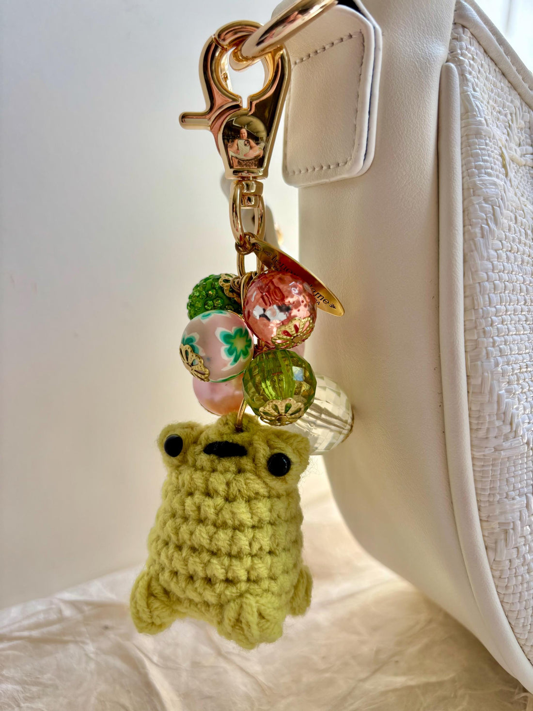 Lenora Dame Crochet Frog Bag Charm-3 Color Options