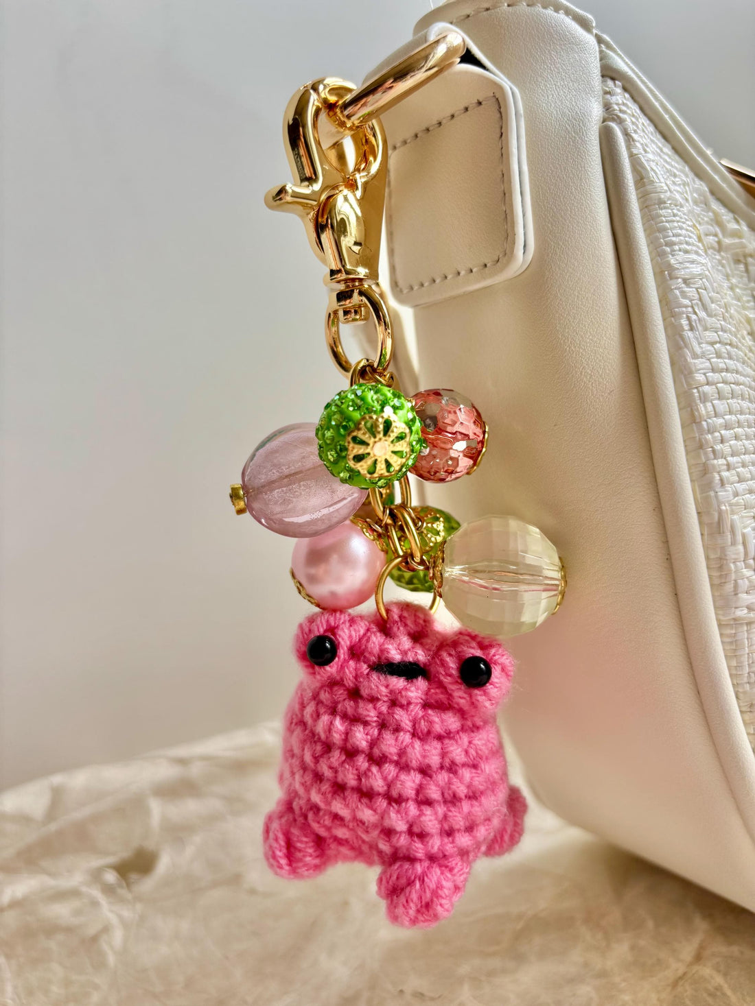 Lenora Dame Crochet Frog Bag Charm-3 Color Options