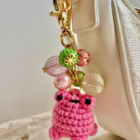 Lenora Dame Crochet Frog Bag Charm-3 Color Options