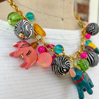 Lenora Dame Wooden Safari Animal Charm Necklace