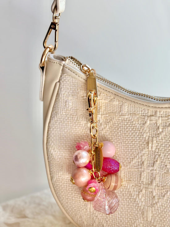One-Of-A-Kind! Lenora Dame Pink Beaded Bag Charm