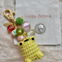 Lenora Dame Crochet Frog Bag Charm-3 Color Options