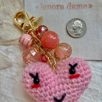 Lenora Dame Crochet Heart Bag Charm-3 Color Options