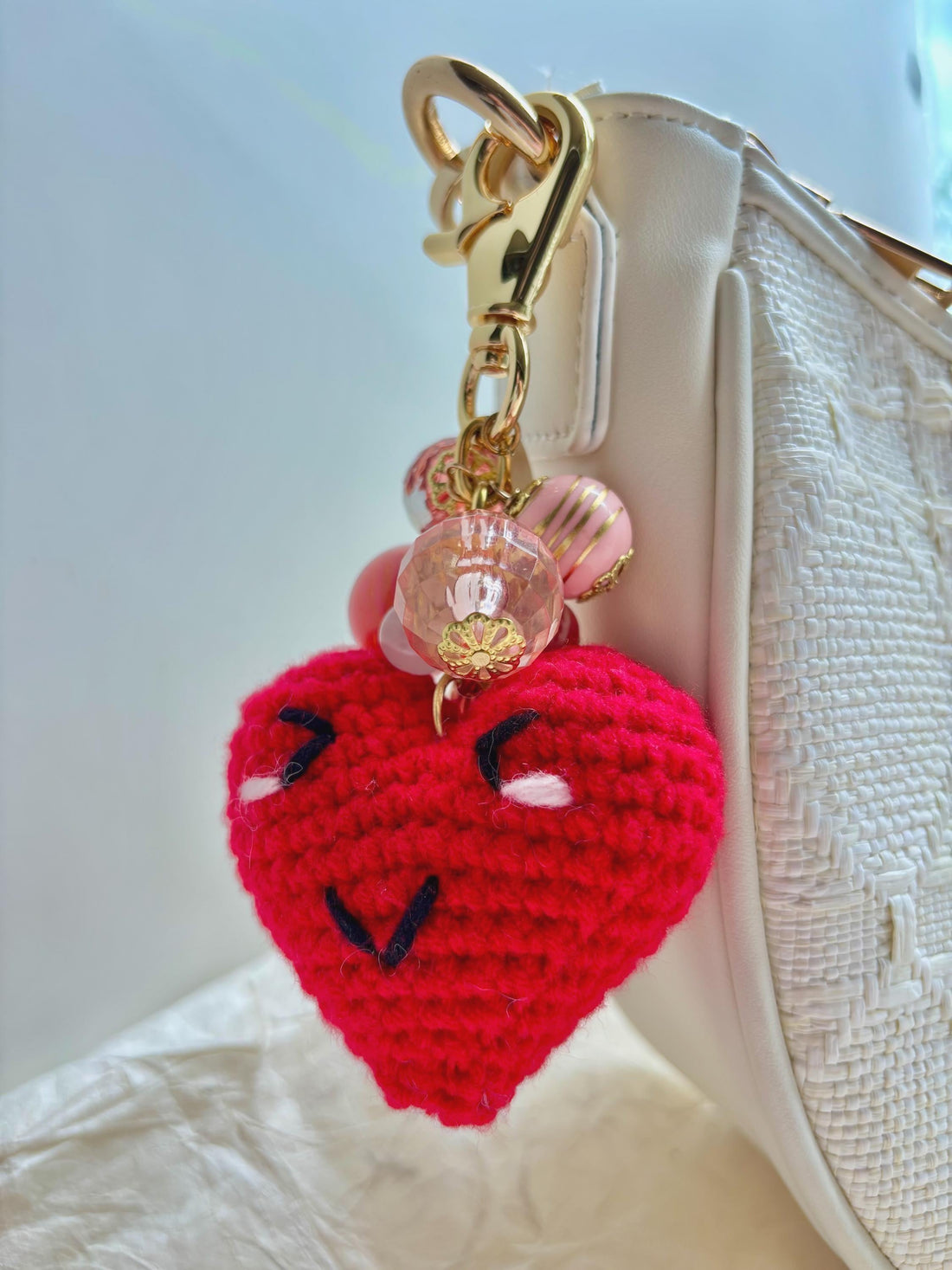 Lenora Dame Crochet Heart Bag Charm-3 Color Options