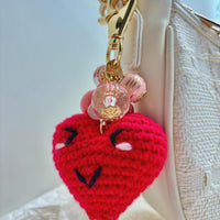 Lenora Dame Crochet Heart Bag Charm-3 Color Options