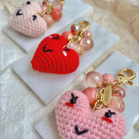 Lenora Dame Crochet Heart Bag Charm-3 Color Options