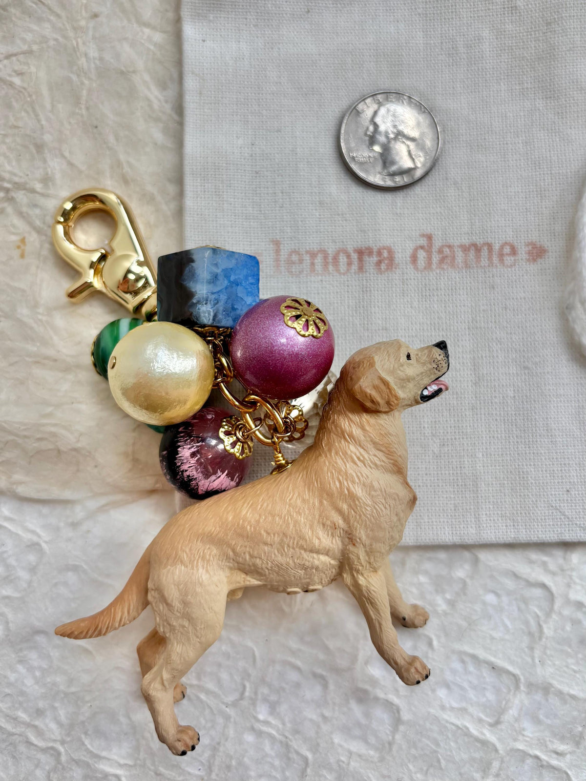 One-Of-A-Kind! Lenora Dame Golden Retriever Bag Charm