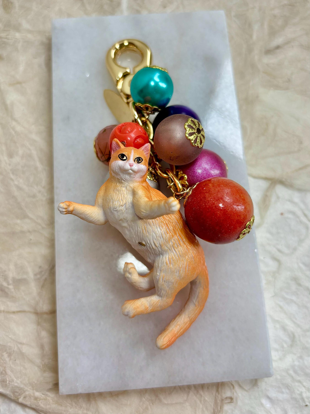 One-Of-A-Kind! Lenora Dame Orange Cat Bag Charm