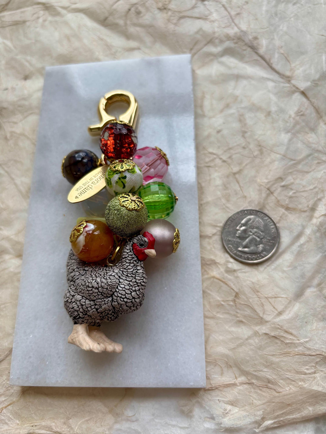 NEW! Lenora Dame Barred Rock Chicken Bag Charm