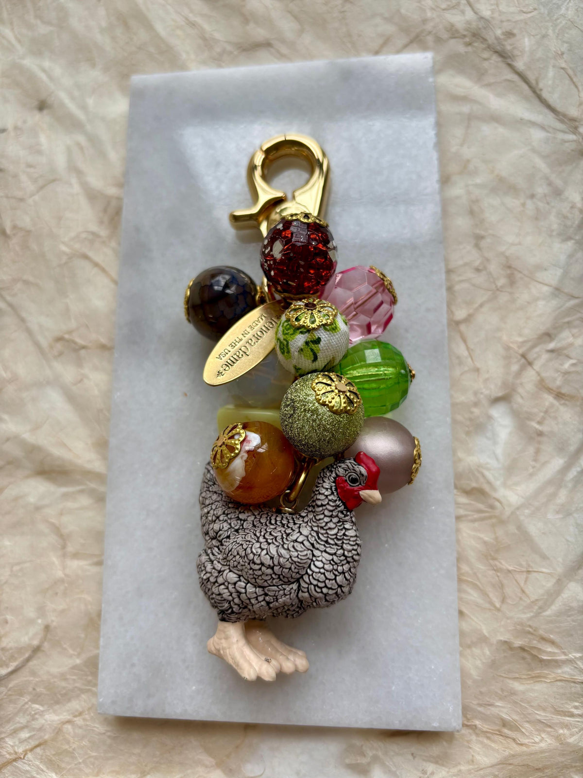 NEW! Lenora Dame Barred Rock Chicken Bag Charm