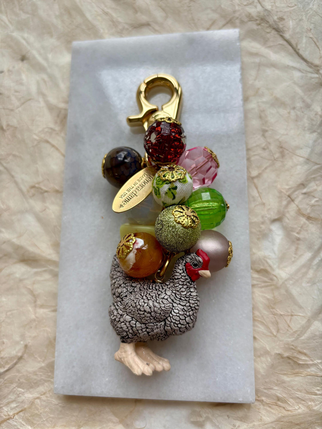 NEW! Lenora Dame Barred Rock Chicken Bag Charm