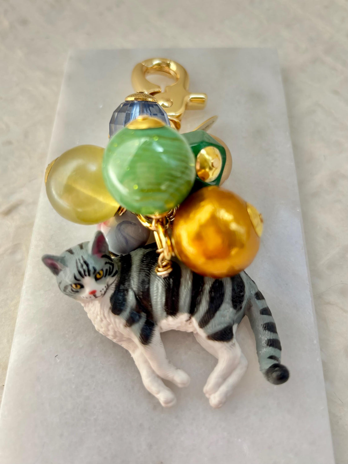 One-Of-A-Kind! Lenora Dame Sleepy Tabby Kitty Bag Charm