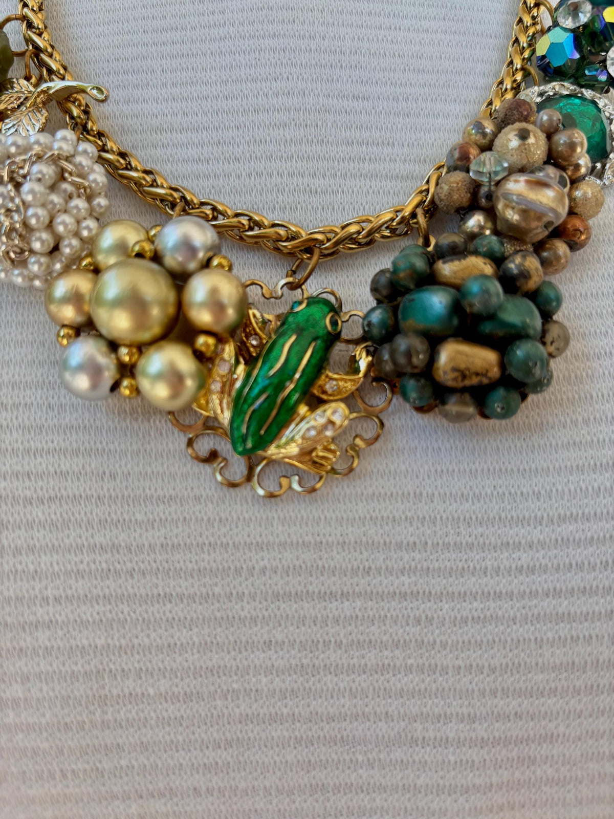 Lenora Dame Vintage Green Charm Necklace #3- One-of-a-Kind!