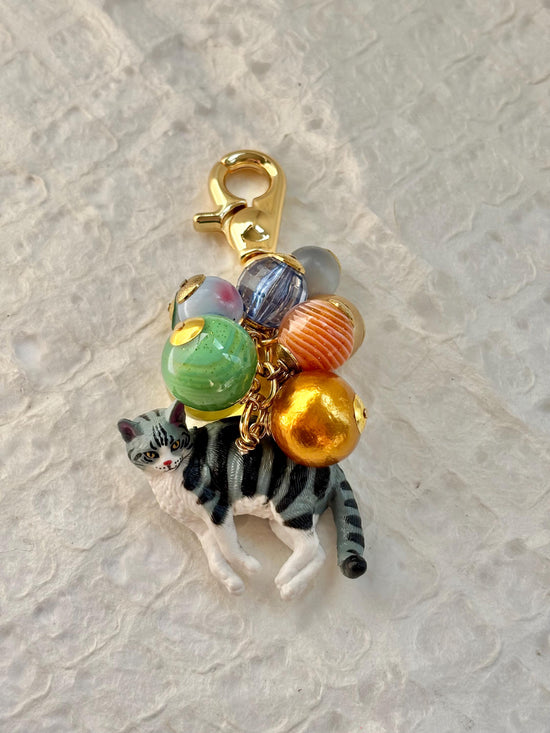 One-Of-A-Kind! Lenora Dame Sleepy Tabby Kitty Bag Charm