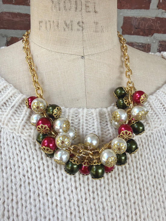 Lenora Dame Holiday Pearl Cluster Necklace
