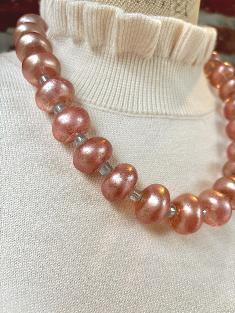 Lenora Dame Oversized Beaded Necklace - Ballerina Slipper and Blue Bell