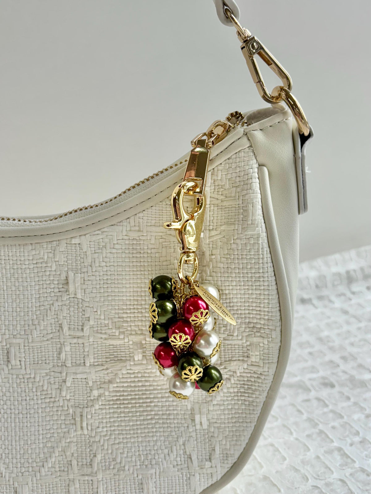 Lenora Dame Holiday Pearl Cluster Bag Charm