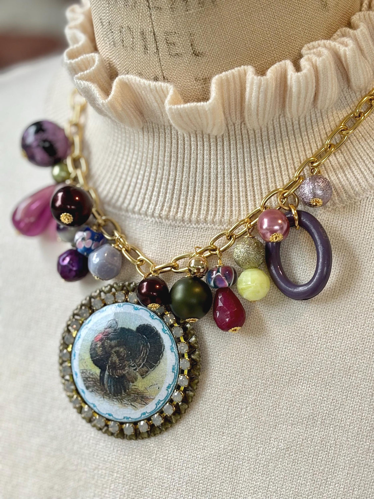 Lenora Dame Thanksgiving Necklace in Purple-One-of-a-Kind!