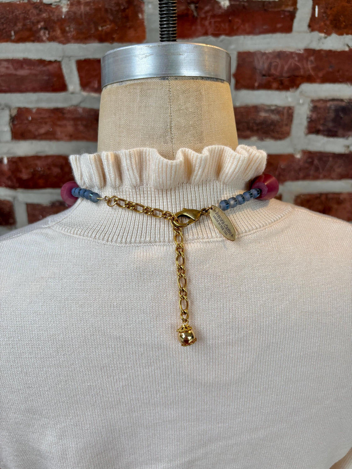 Lenora Dame Oversized Beaded Necklace-Plum and Periwinkle
