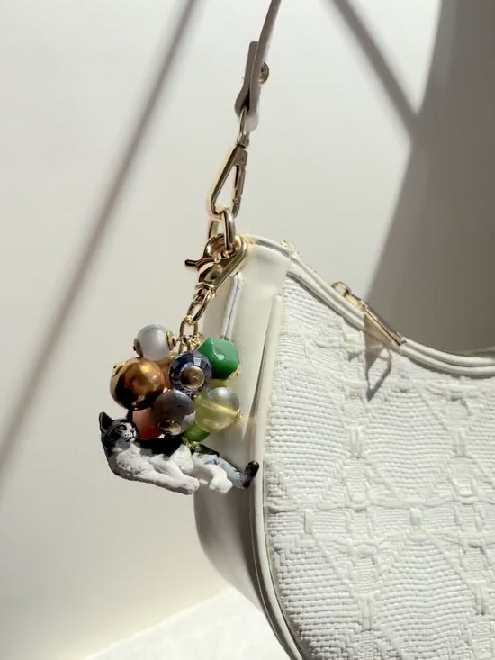 One-Of-A-Kind! Lenora Dame Sleepy Tabby Kitty Bag Charm