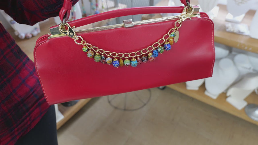 Millefiori Glass Beads Bag Chain