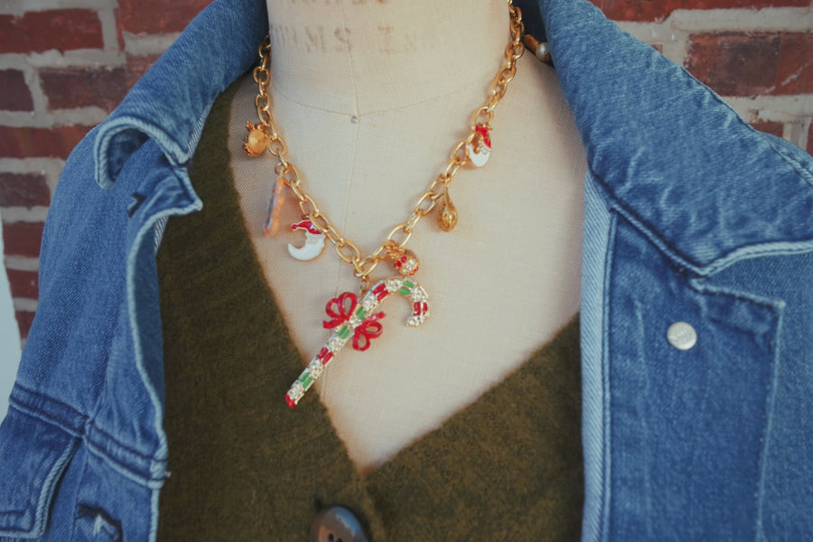 One-of-a-Kind Candy Cane Charm Necklace