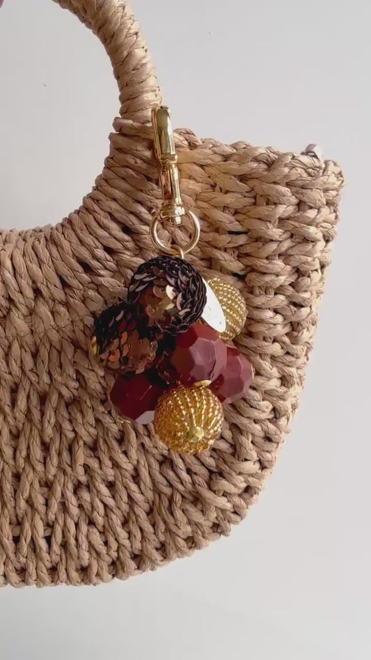 Lenora Dame Sequined Bauble Bag Charm - Brown