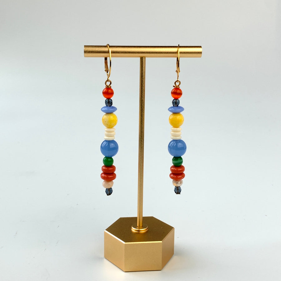 Folk Art Candlestick Glass Beaded Earrings
