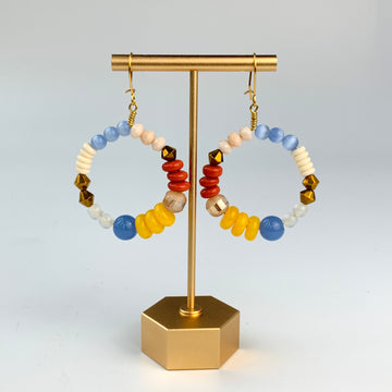 Folk Art Posies Glass Beaded Earrings