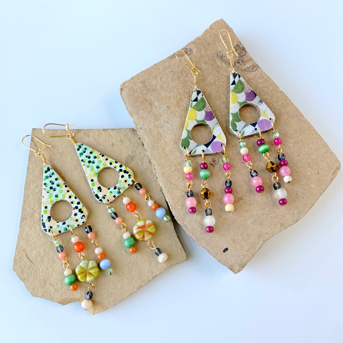 Folk Art Gallery Beaded Chandelier Earrings