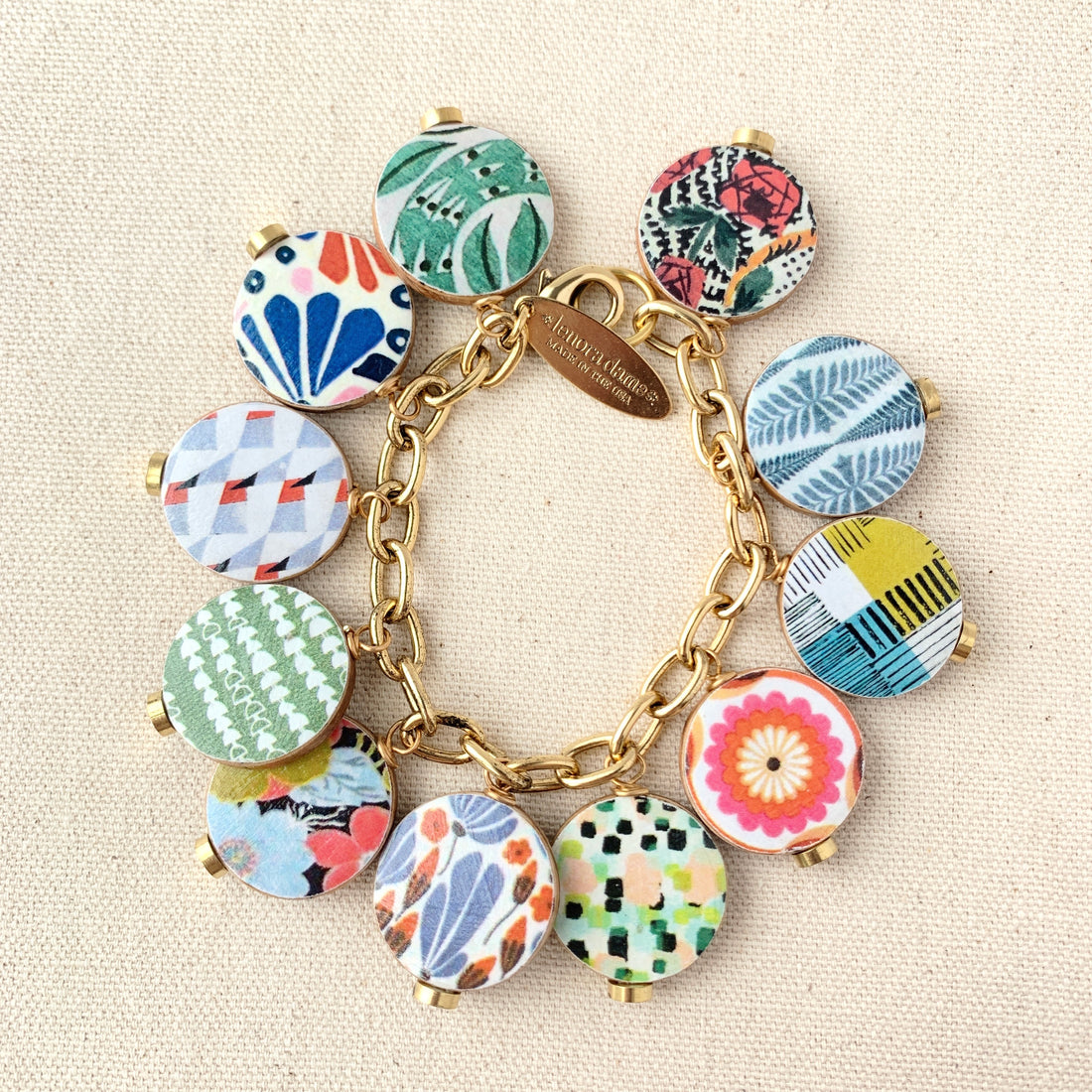 Folk Art Wooden Discus Charm Bracelet – Lenora Dame