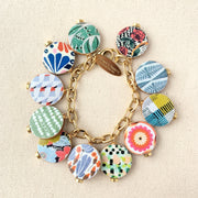 Folk Art Wooden Discus Charm Bracelet