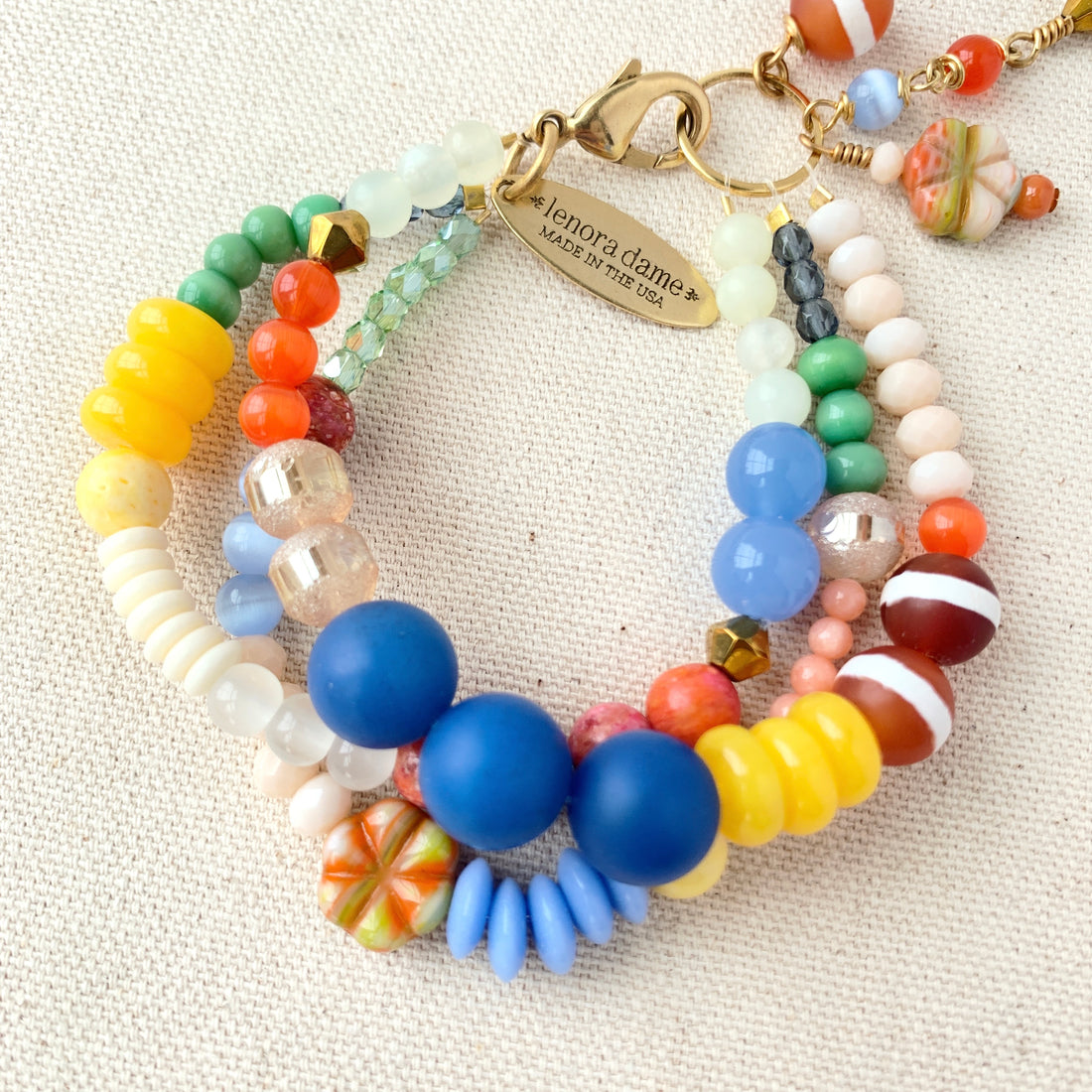 Folk Art Glass Beaded Three-Strand Bracelet