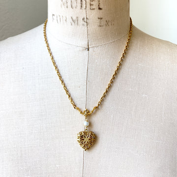 Classic Filigree Heart Photo Locket Necklace