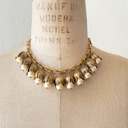 Calla Lily Pearl Bib Necklace