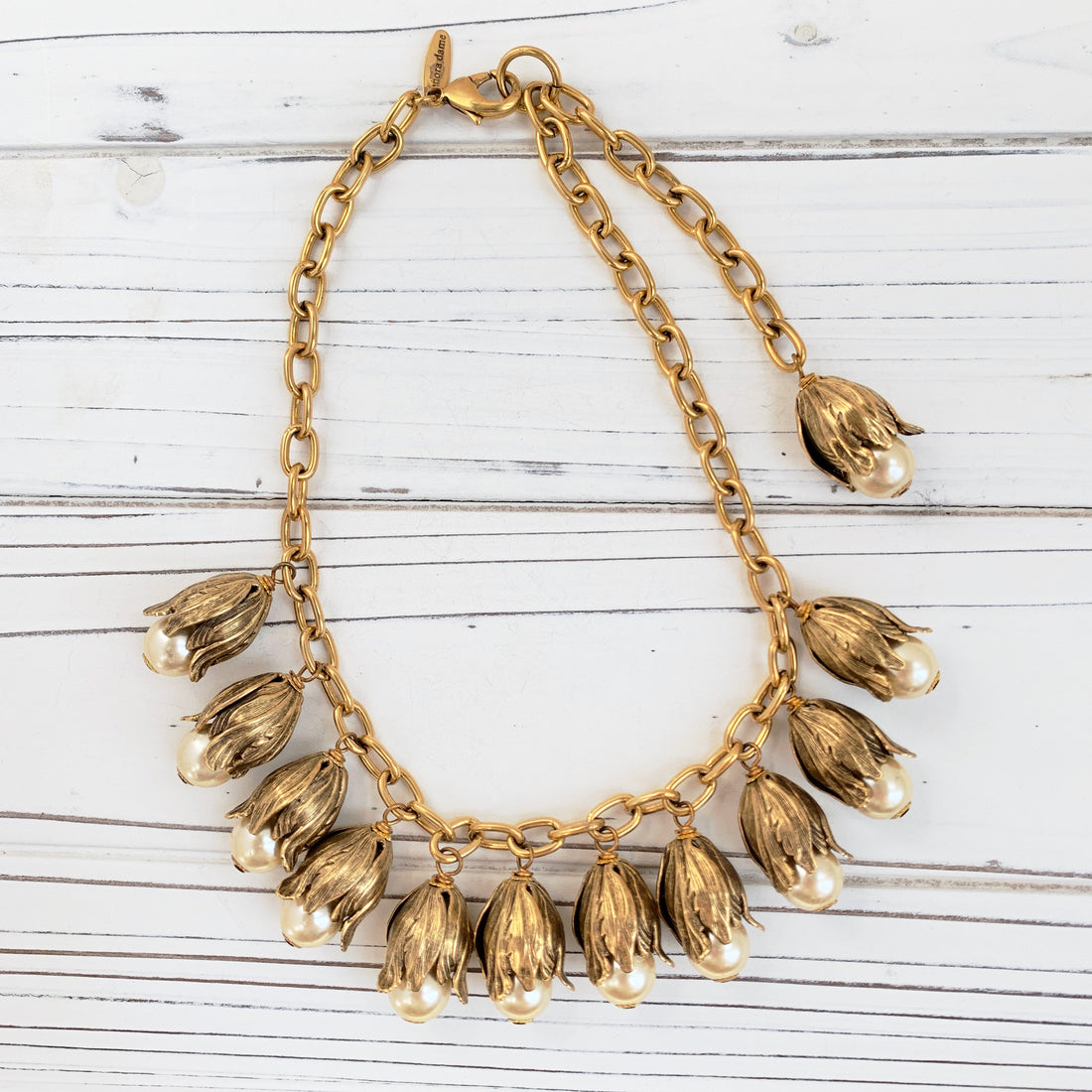 Calla Lily Pearl Bib Necklace