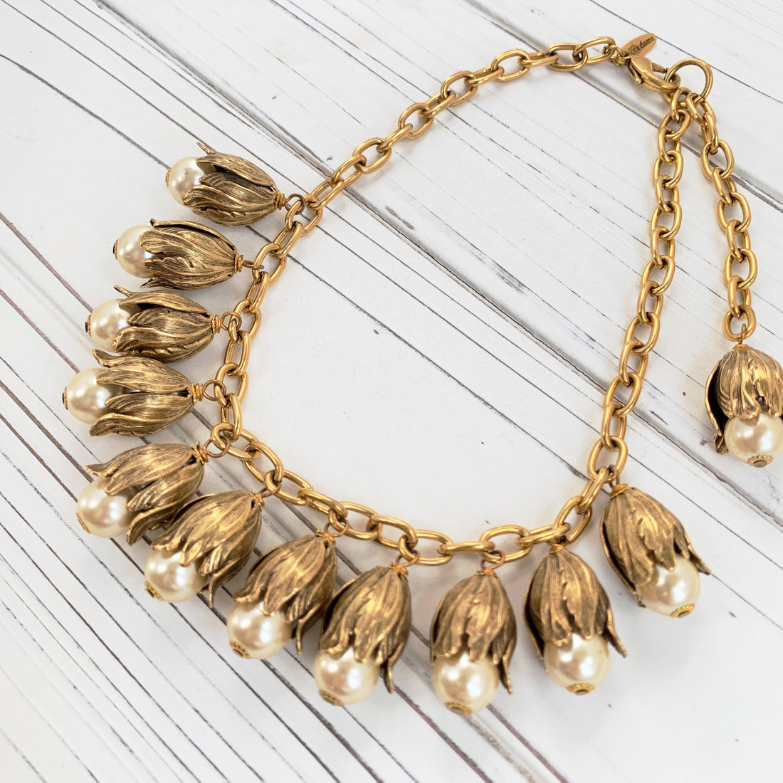 Calla Lily Pearl Bib Necklace