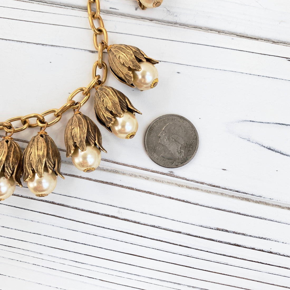 Calla Lily Pearl Bib Necklace