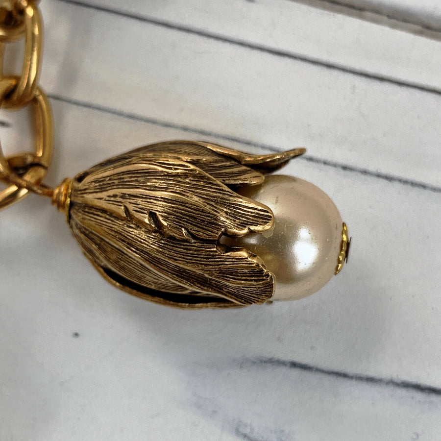 Calla Lily Pearl Bib Necklace