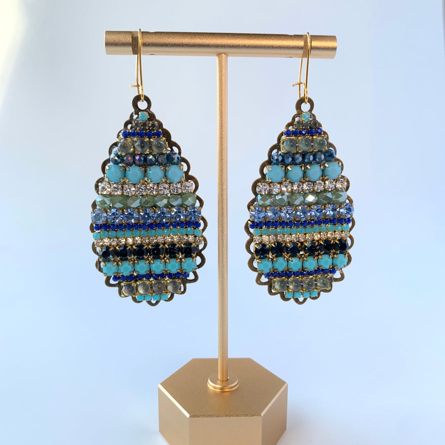 French Bleu Rhinestone Earrings