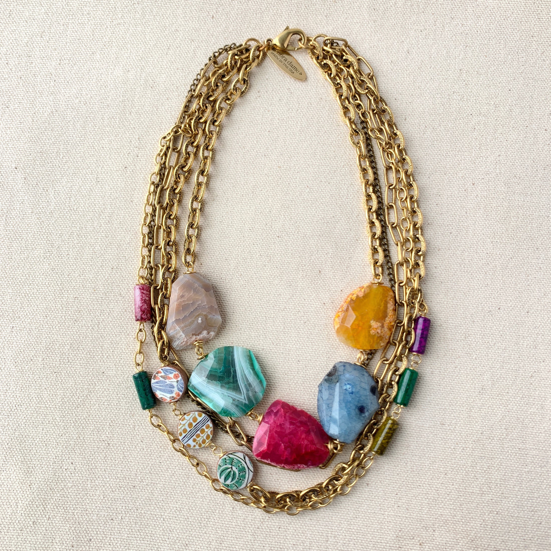 Folk Art Agate Layered Necklace
