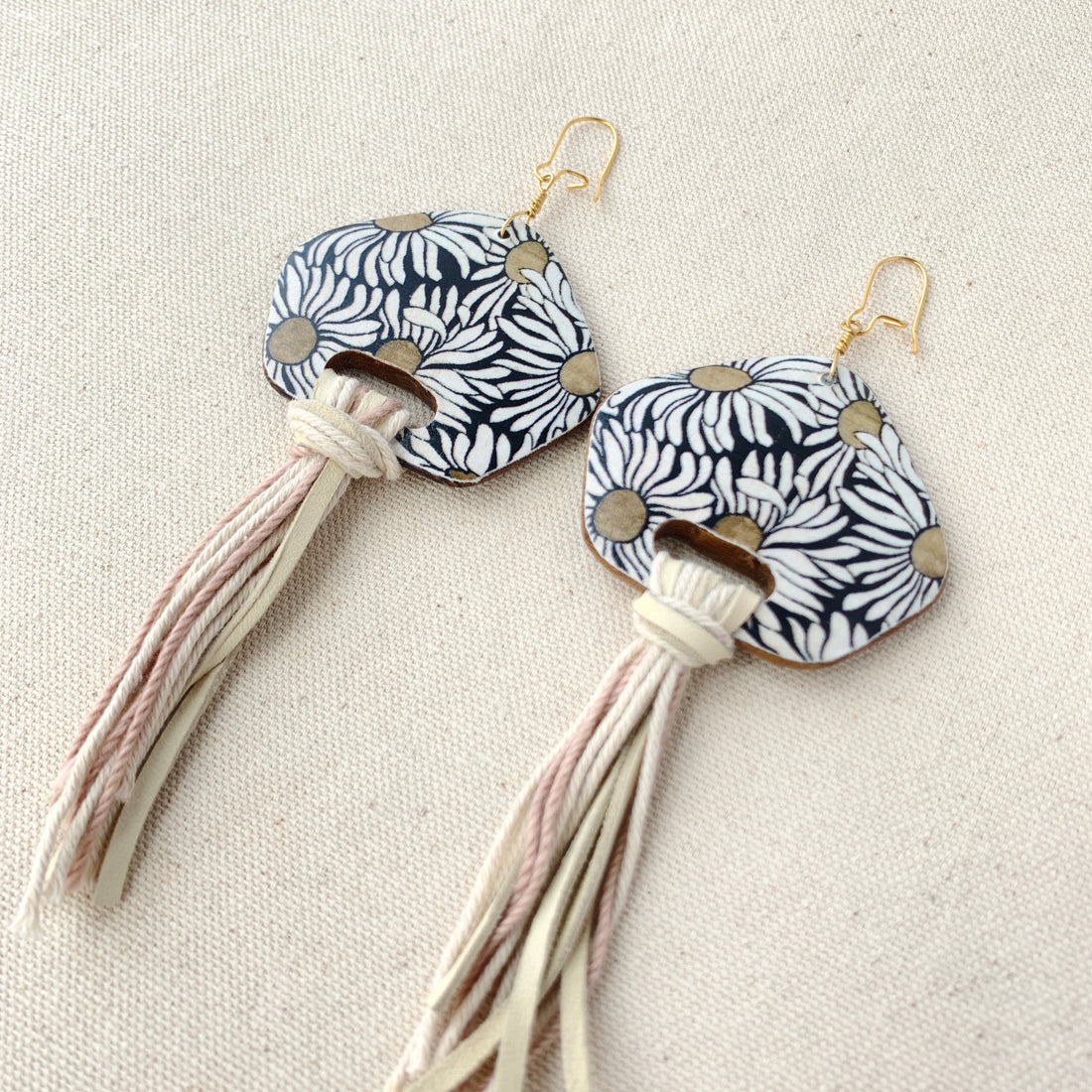 Leather Tassel Earrings | Artisan Double Spiral Copper Suede Fringe Earrings  – Lisa M. Cantalupo