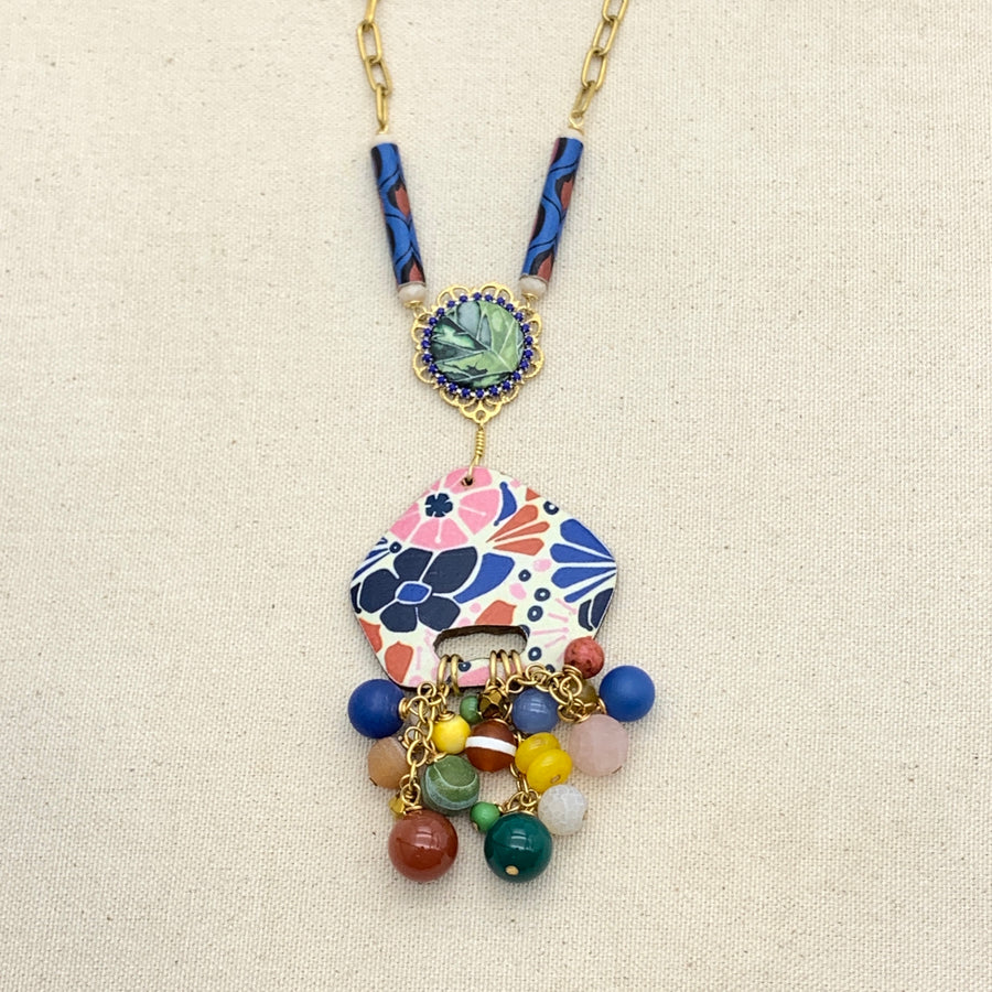 Folk Art Collector's Long Beaded Pendant Necklace
