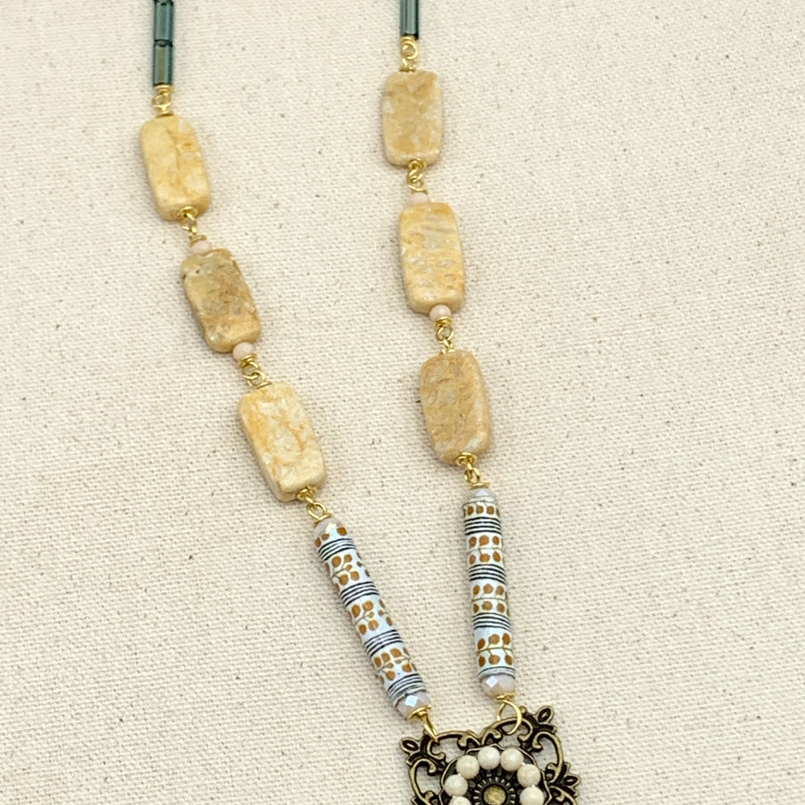 Folk Art Fortune Pendant Necklace