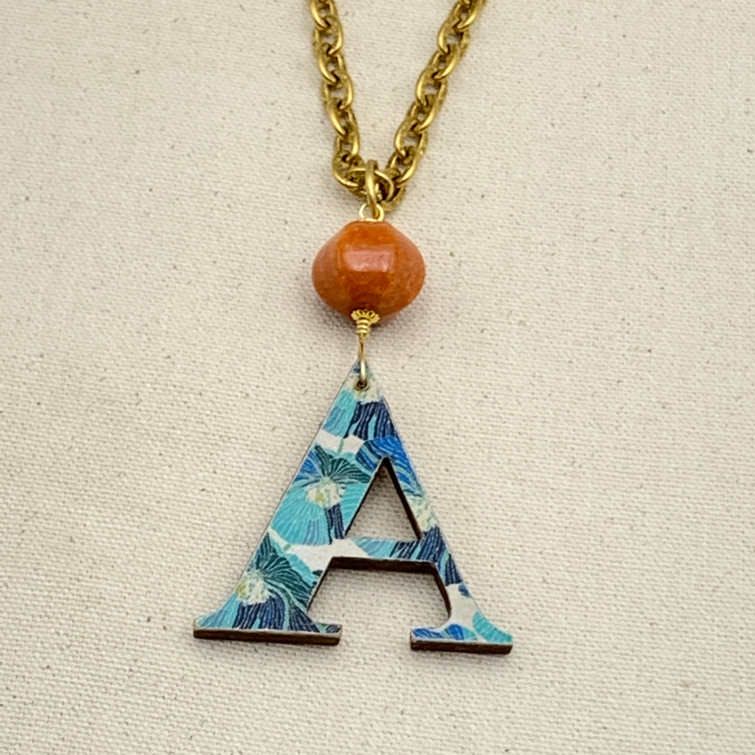 Folk Art Monogram Pendant Necklace