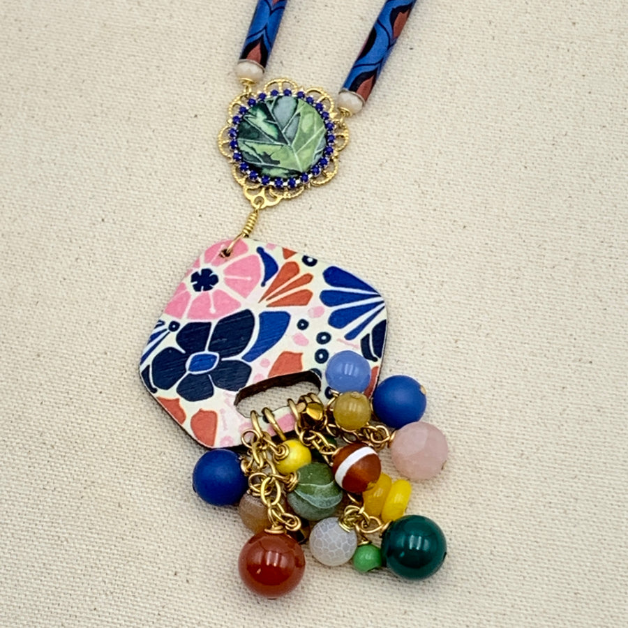 Folk Art Collector's Long Beaded Pendant Necklace