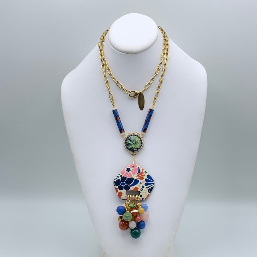 Folk Art Collector's Long Beaded Pendant Necklace