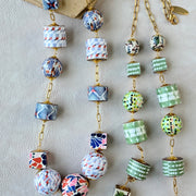 Folk Art Linked Wooden Bead Necklace